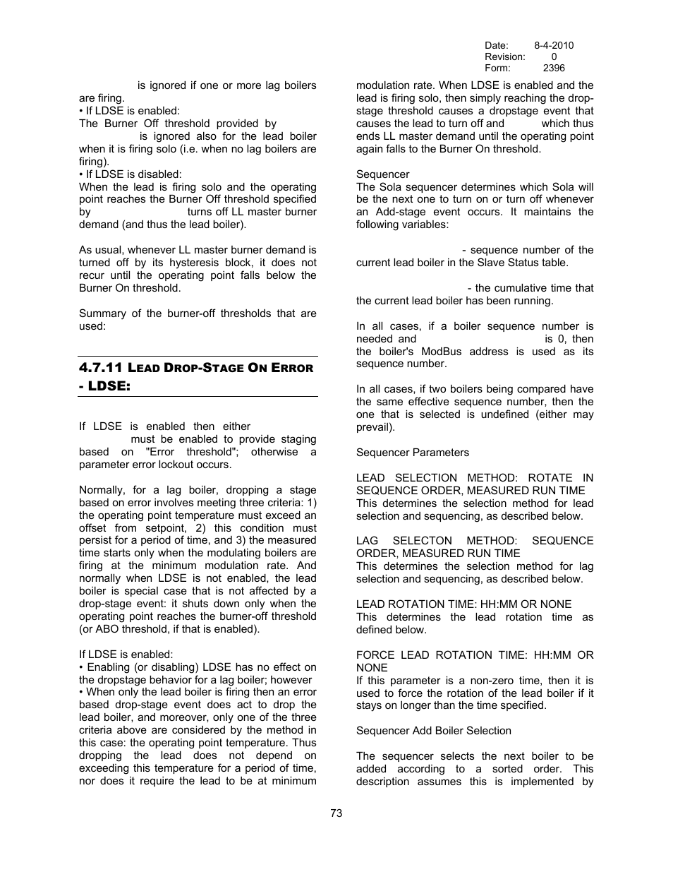 Lead drop-stage on error - ldse, 11 lead drop-stage on error - ldse | Bryan Boilers Triple-Flex High Efficiency Boilers & 300 User Manual | Page 79 / 81