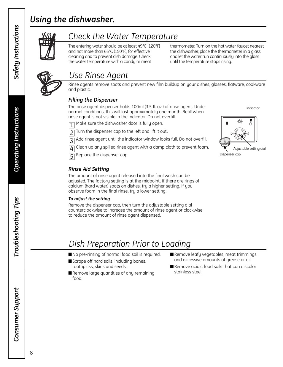 Dish preparation prior to loading | Beaumark 165D4700P348 User Manual | Page 8 / 20
