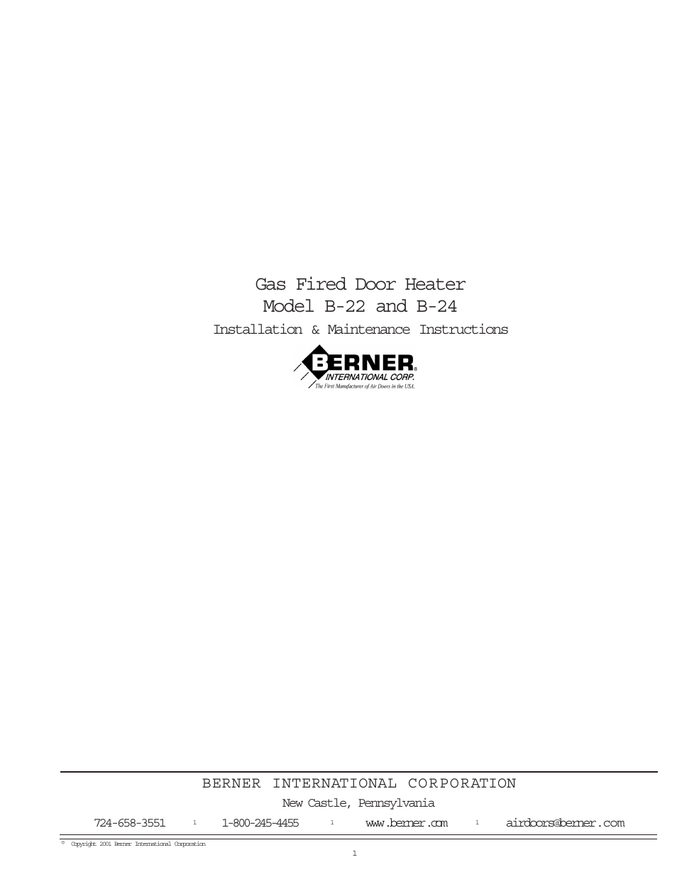 Berner International B-24 User Manual | 6 pages