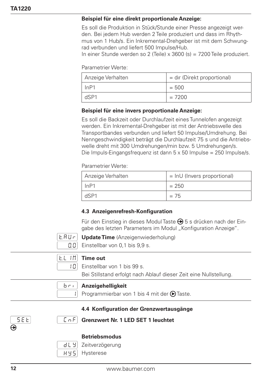 Baumer TA1220 User Manual | Page 12 / 48