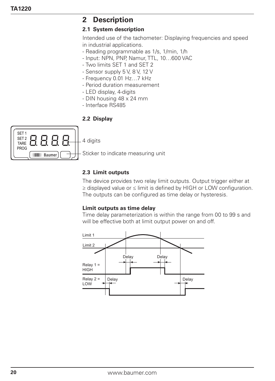 2 description | Baumer TA1220 User Manual | Page 20 / 48