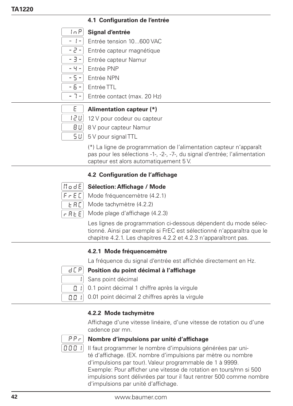 Baumer TA1220 User Manual | Page 42 / 48