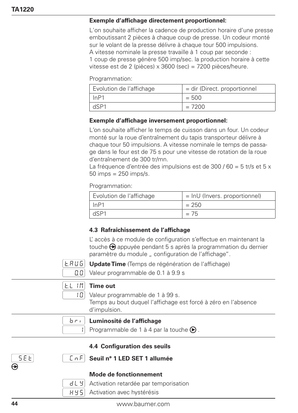 Baumer TA1220 User Manual | Page 44 / 48