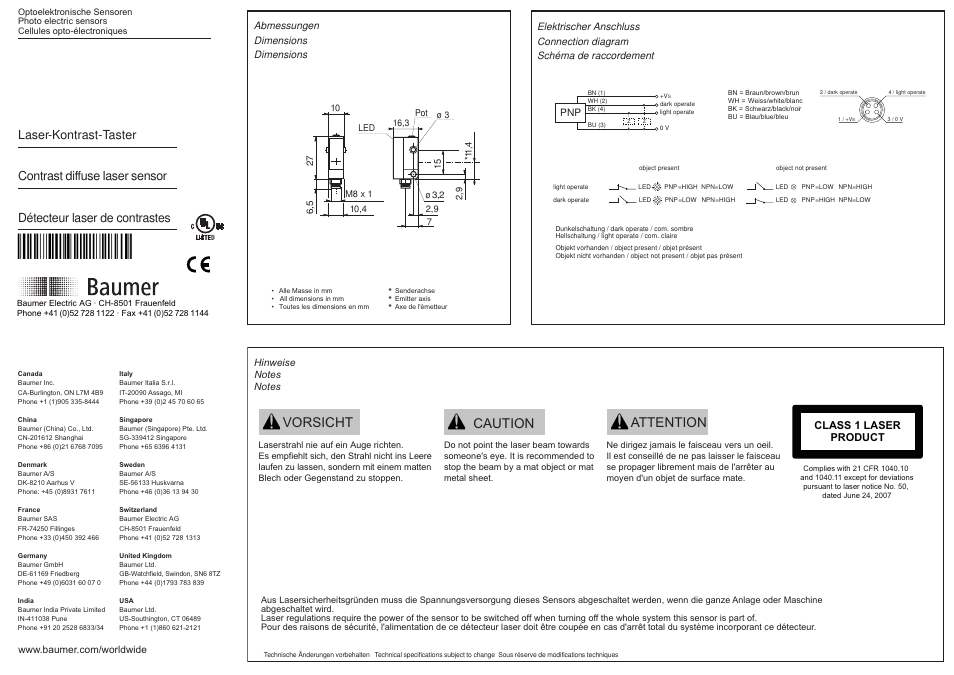 Baumer OZDK 10P5150/S35A User Manual | 2 pages