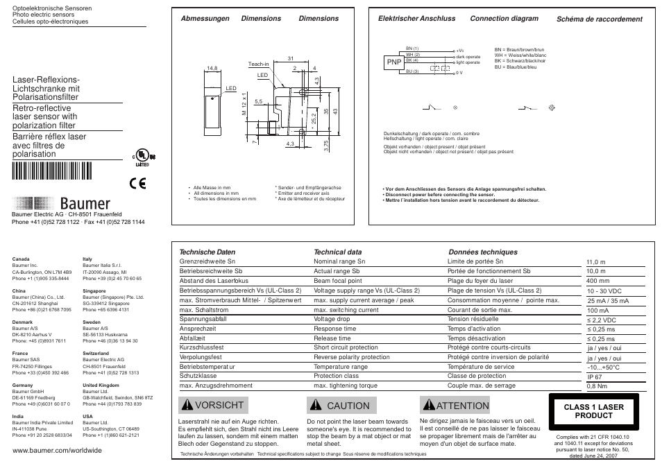 Baumer OPDK 14P5901/S14 User Manual | 2 pages