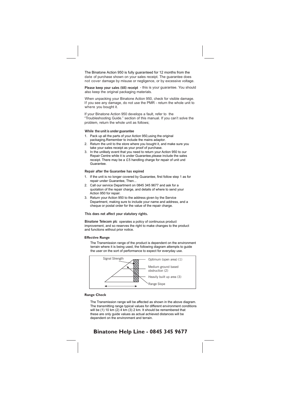 Binatone ACTION 950 User Manual | Page 9 / 10