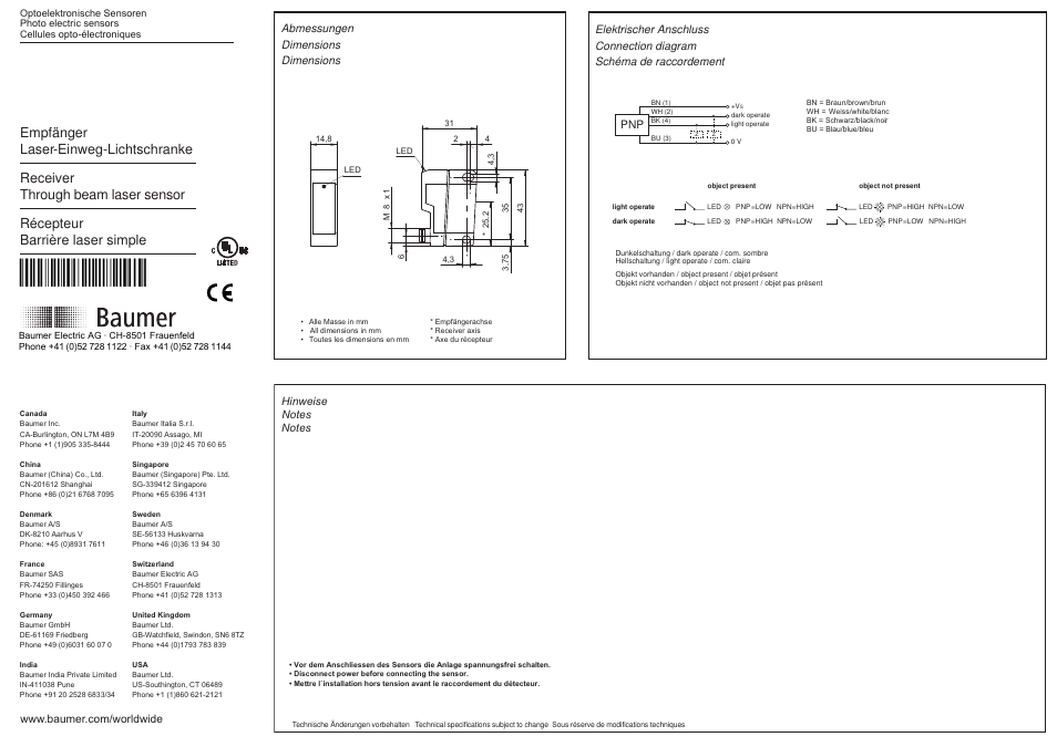 Baumer OEDK 14P5101/S35A User Manual | 2 pages