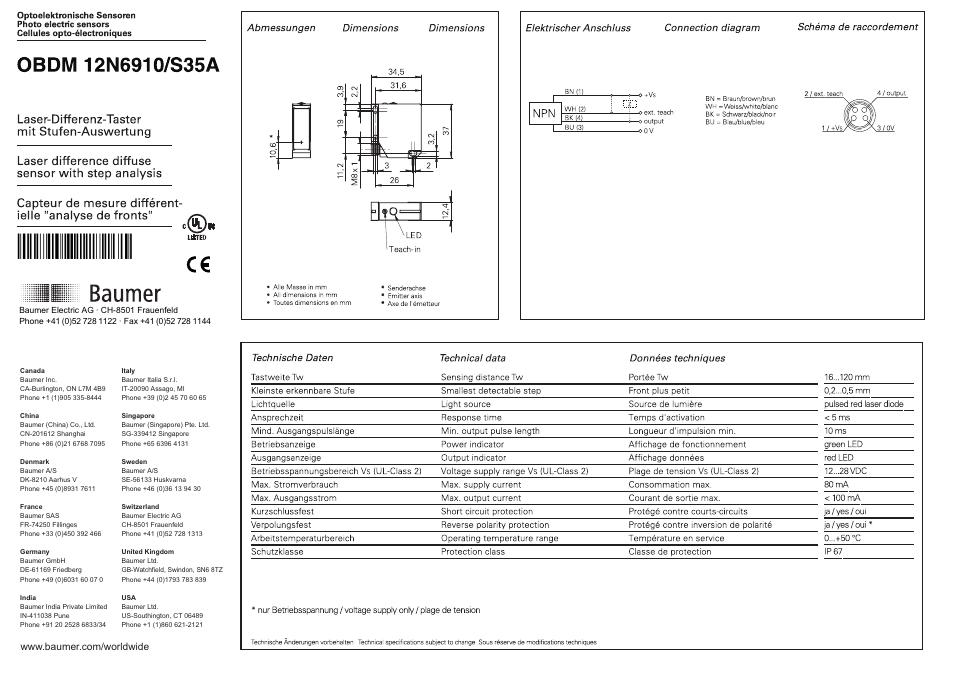 Baumer OBDM 12N6910/S35A User Manual | 4 pages