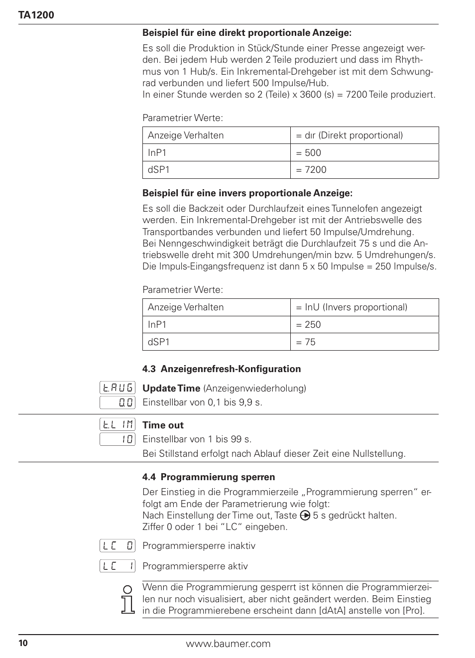 Baumer TA1200 User Manual | Page 10 / 36