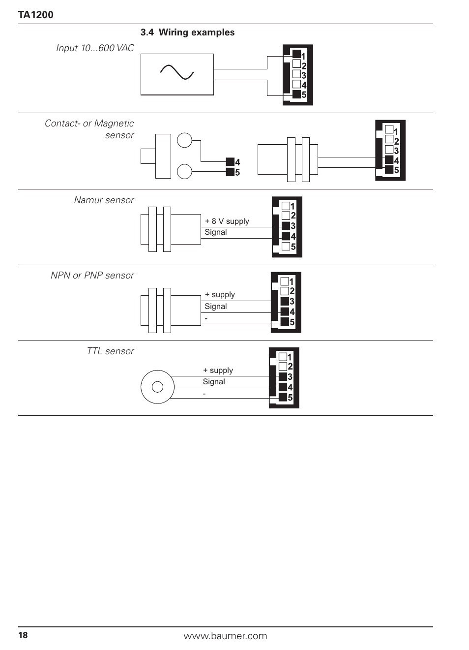 Baumer TA1200 User Manual | Page 18 / 36