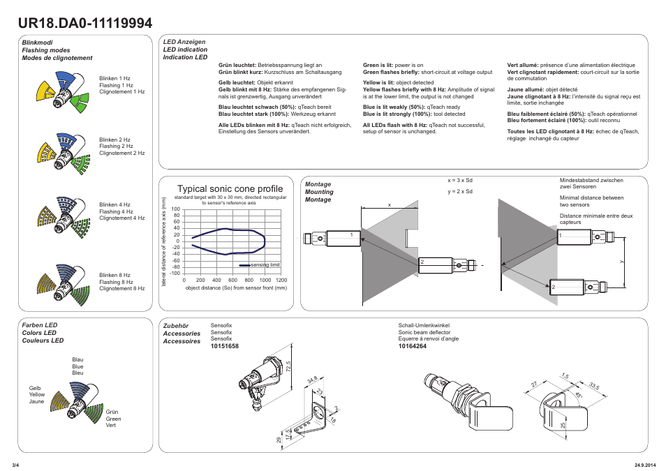 Typical sonic cone profile | Baumer UR18.DA0-UA1B.7BO User Manual | Page 3 / 4