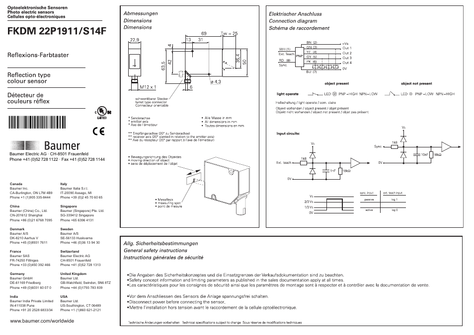 Baumer FKDM 22P1911/S14F User Manual | 4 pages