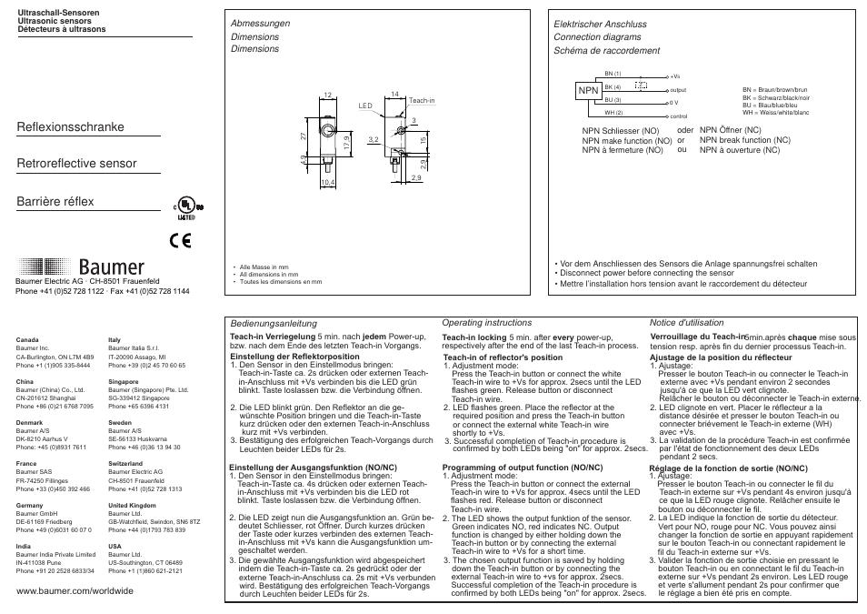 Baumer URDK 10N8914 User Manual | 2 pages