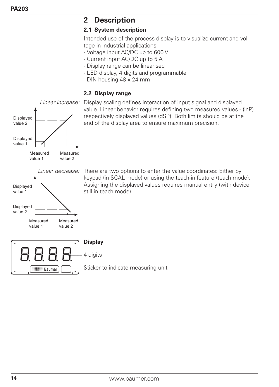 2 description | Baumer PA203 User Manual | Page 14 / 30
