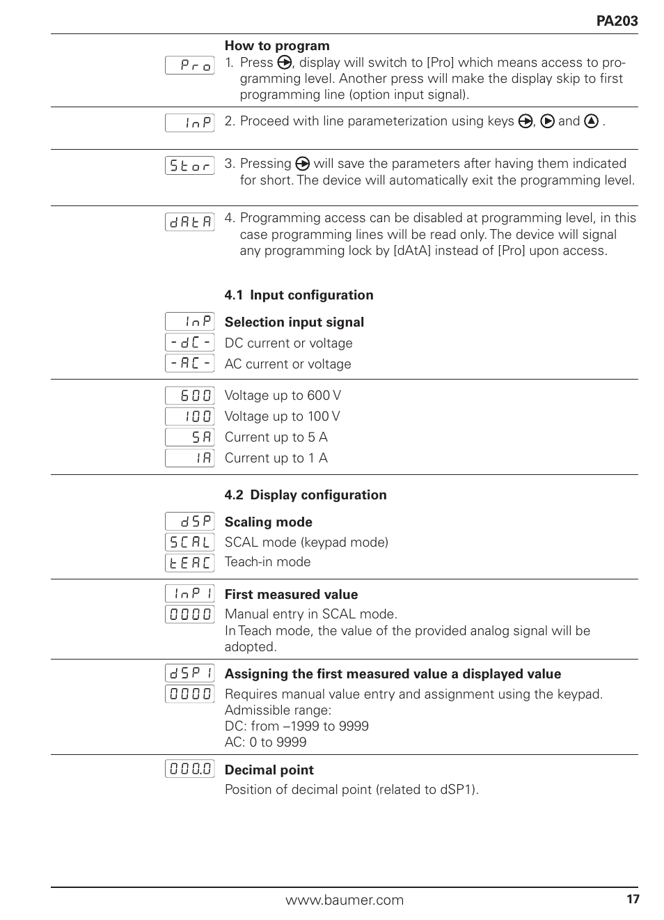 Baumer PA203 User Manual | Page 17 / 30