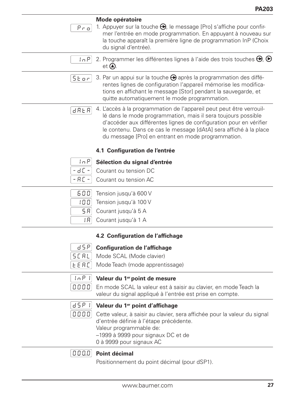 Baumer PA203 User Manual | Page 27 / 30