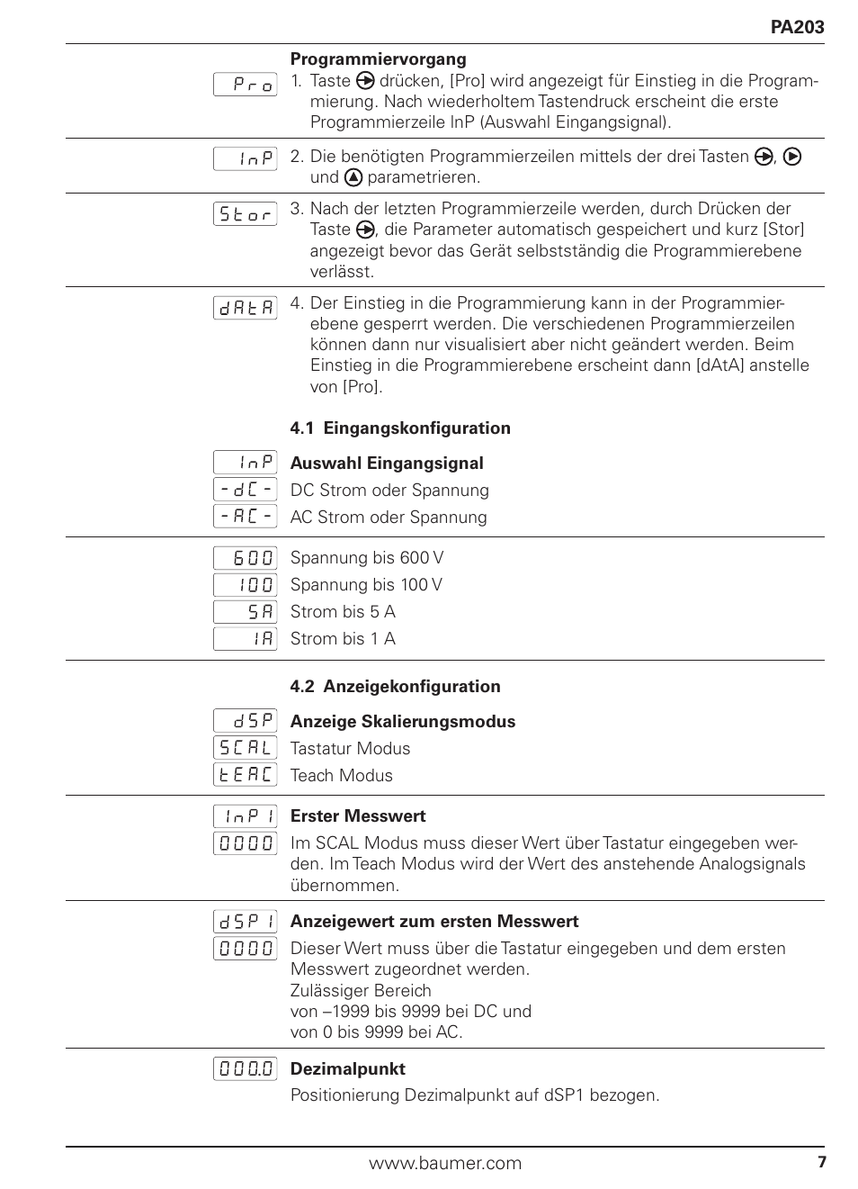 Baumer PA203 User Manual | Page 7 / 30
