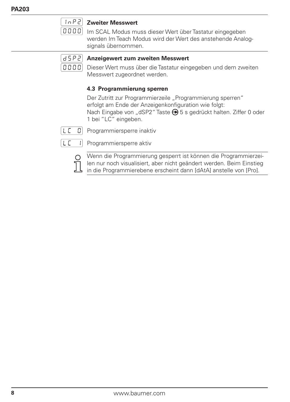 Baumer PA203 User Manual | Page 8 / 30