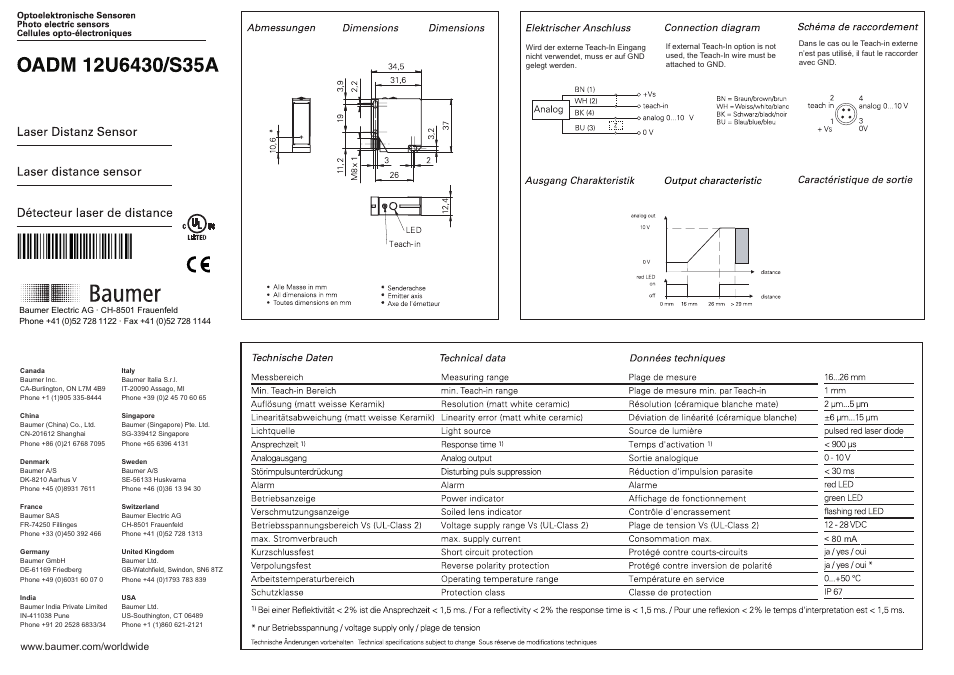 Baumer OADM 12U6430/S35A User Manual | 4 pages