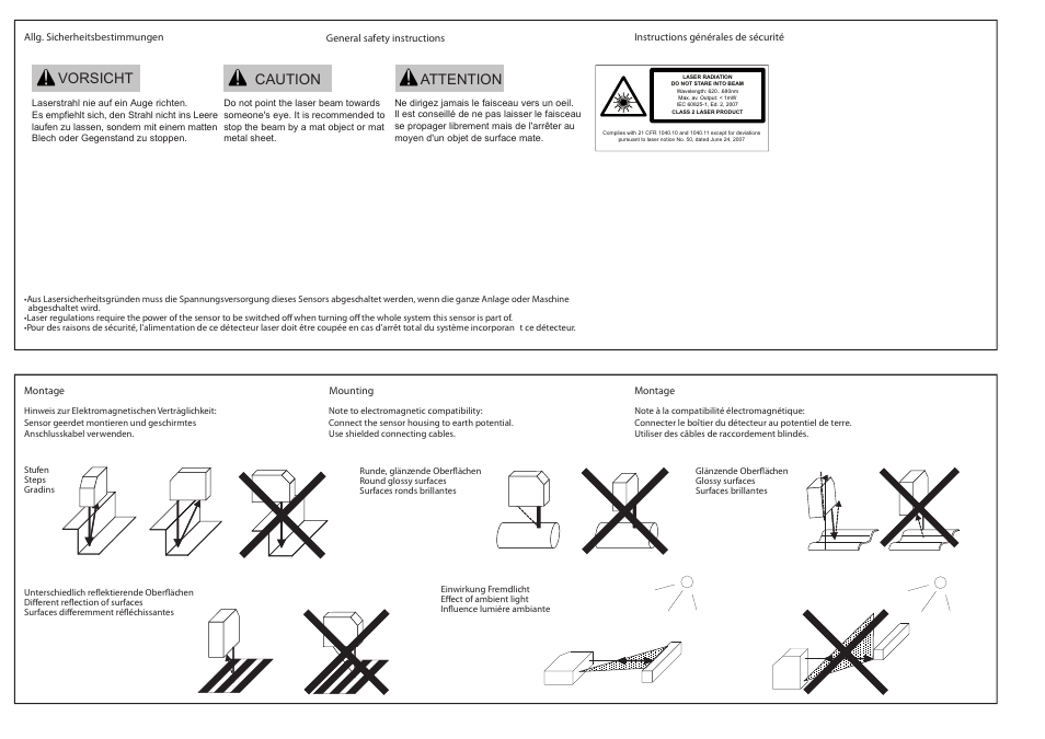 Vorsicht caution attention | Baumer OADM 12U6430/S35A User Manual | Page 2 / 4