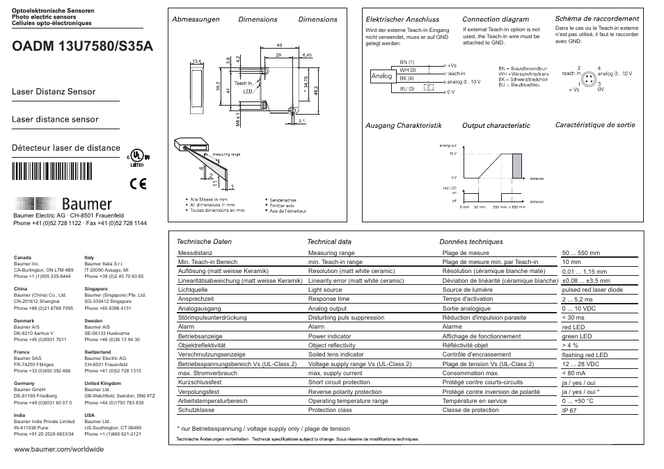 Baumer OADM 13U7580/S35A User Manual | 4 pages