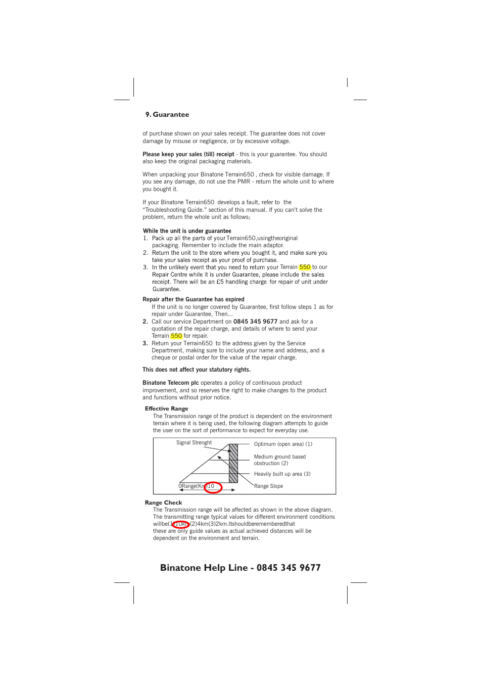 Binatone TERRAIN 650 User Manual | Page 10 / 11