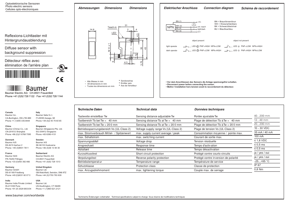 Baumer FHDK 14N6901/S35A User Manual | 2 pages
