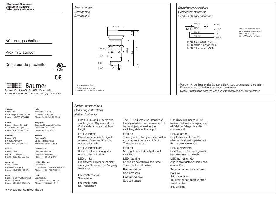 Baumer UNAM 50N1721 User Manual | 2 pages