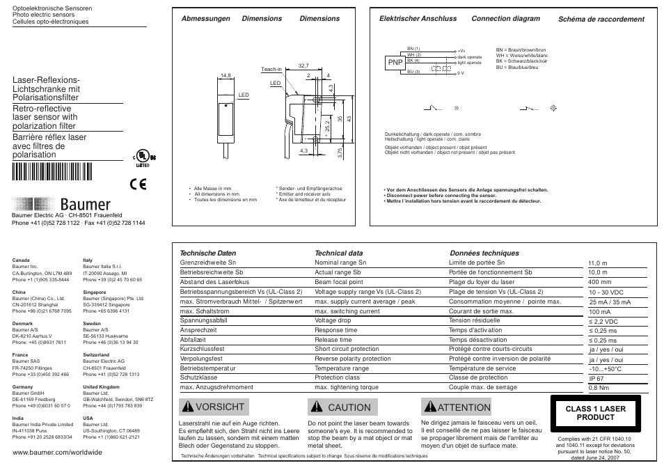 Baumer OPDK 14P5901 User Manual | 2 pages