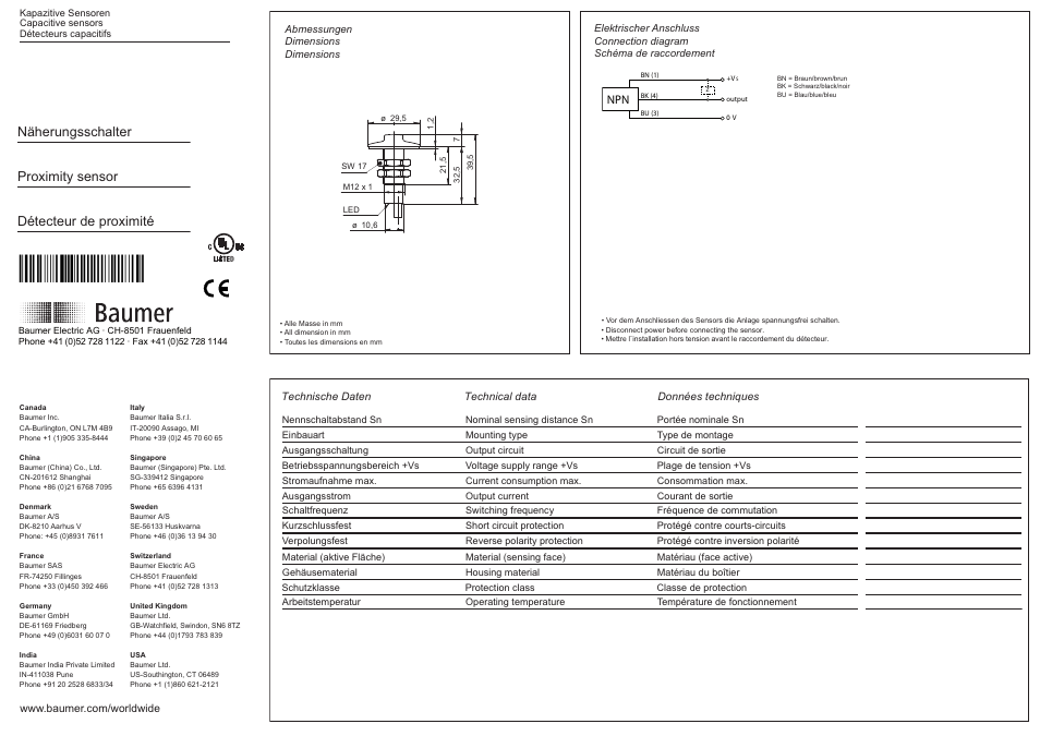 Baumer CFAK 12N1140/L User Manual | 2 pages