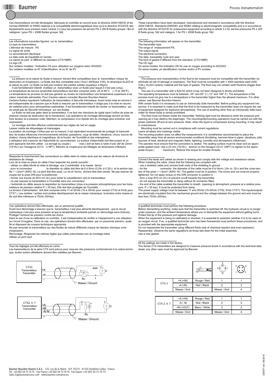 Baumer CTX User Manual | 2 pages