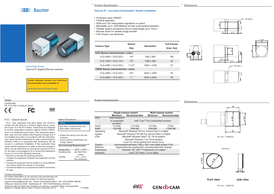 Baumer VisiLine IP cameras User Manual | 2 pages