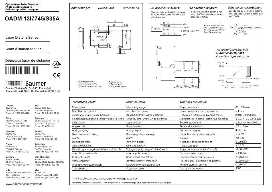 Baumer OADM 13I7745/S35A User Manual | 6 pages