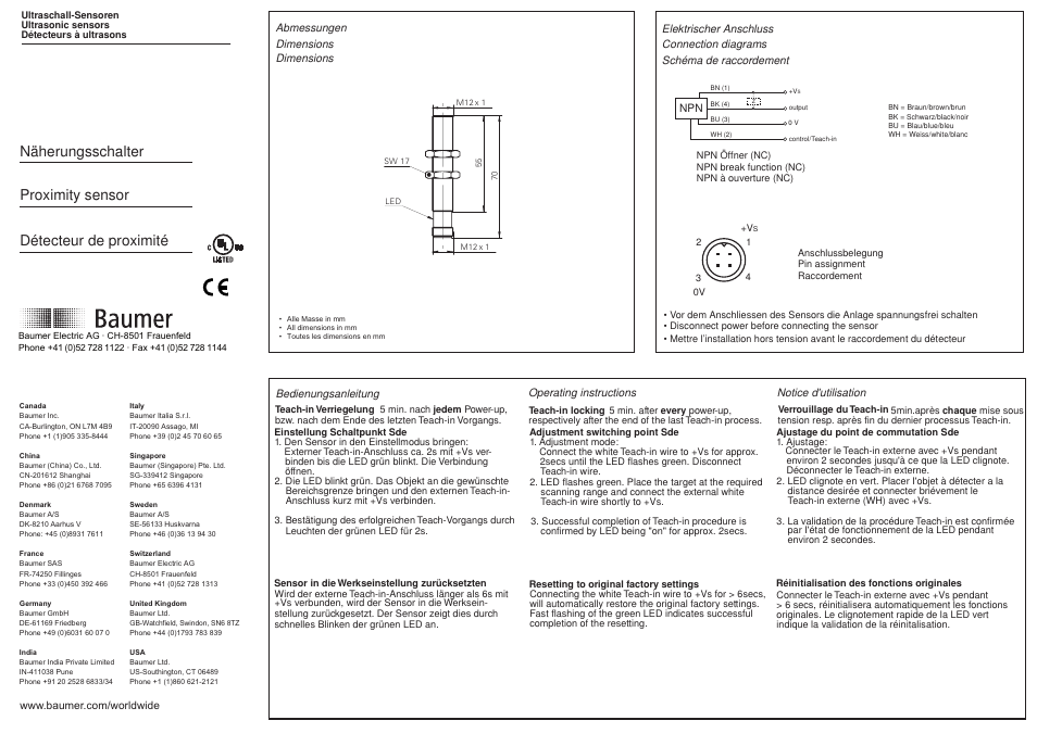 Baumer UNAM 12N3914/S14 User Manual | 2 pages