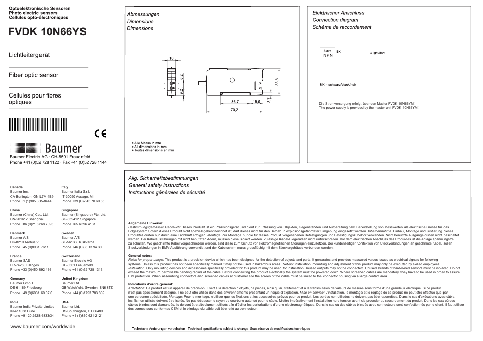 Baumer FVDK 10N66YS User Manual | 8 pages