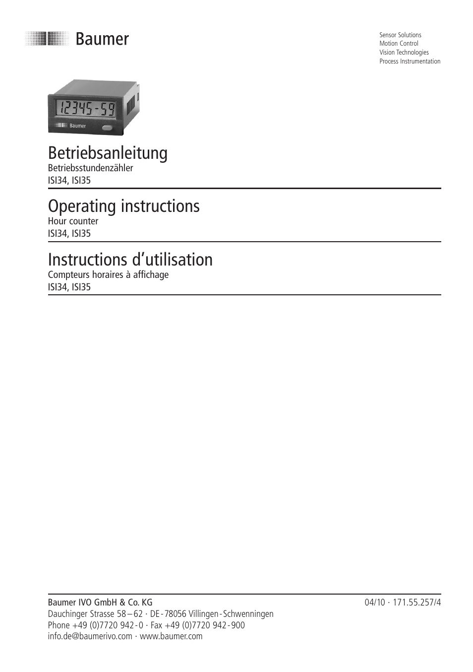 Baumer ISI35 User Manual | 20 pages