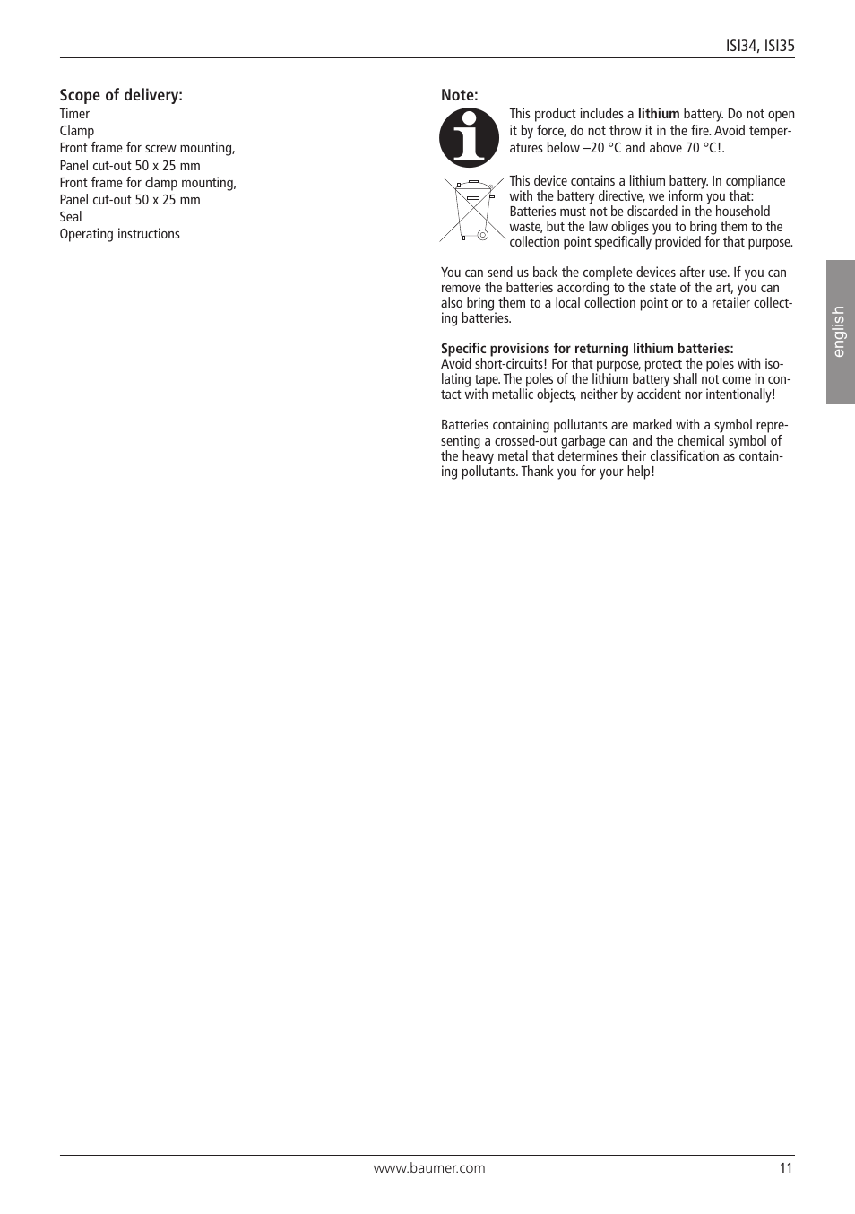 Baumer ISI35 User Manual | Page 11 / 20