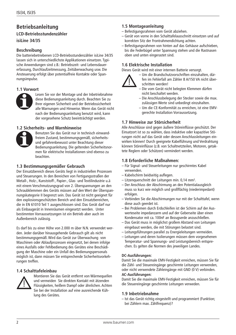 Baumer ISI35 User Manual | Page 2 / 20