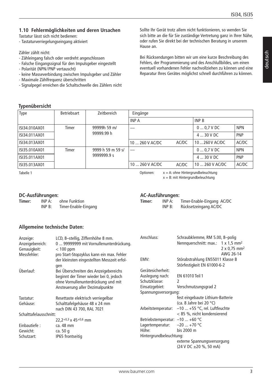 Baumer ISI35 User Manual | Page 3 / 20