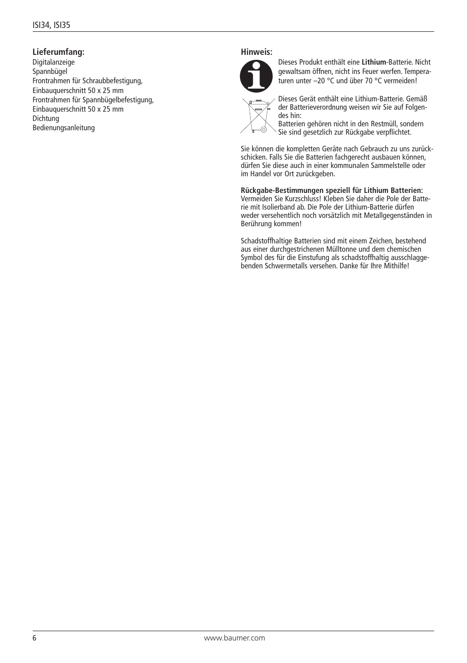 Baumer ISI35 User Manual | Page 6 / 20