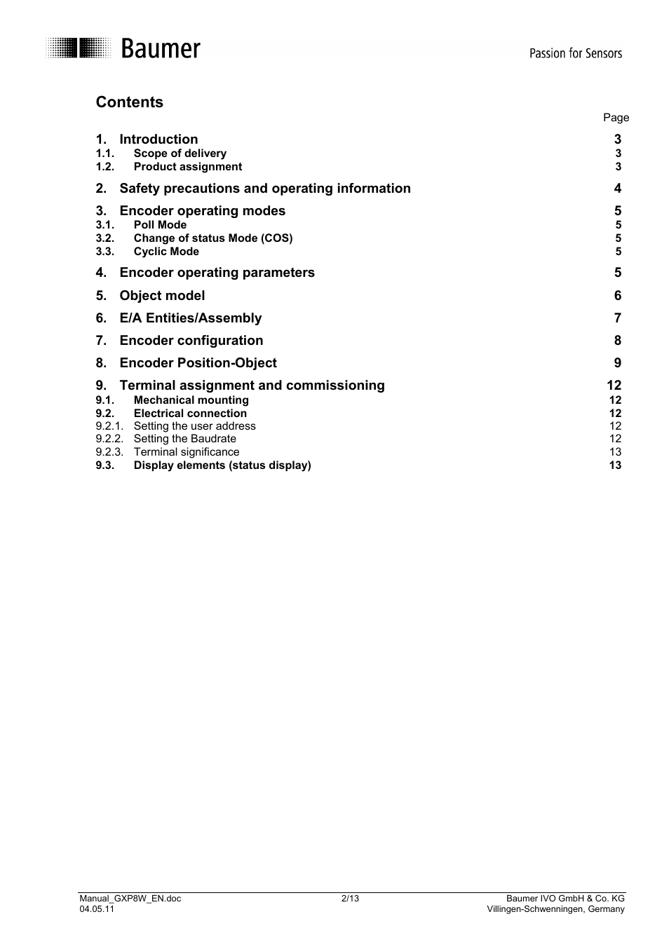 Baumer GXP8W User Manual | Page 2 / 13