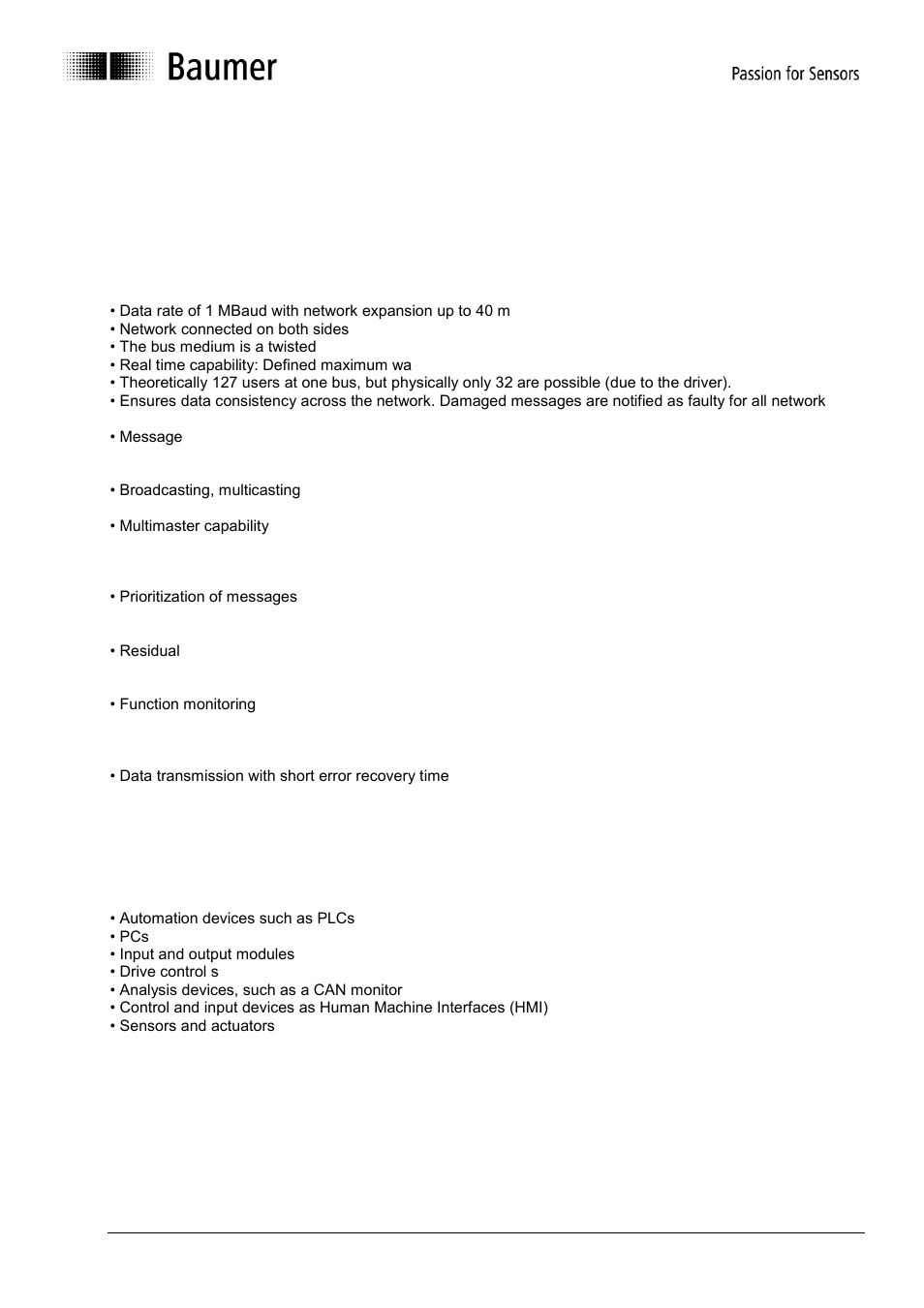 Can bus and canopen communication, Can bus, Can bus characteristics | Baumer G0-GB-GXP5W/S/H-GXU5W/S User Manual | Page 5 / 48
