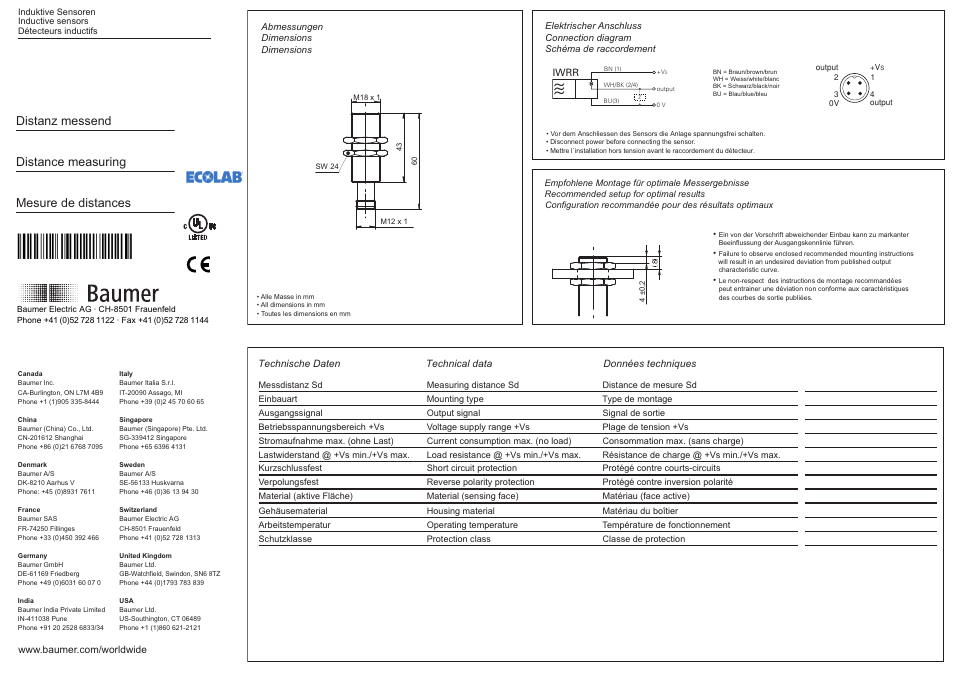 Baumer IWRR 18I97T4/S14 User Manual | 2 pages