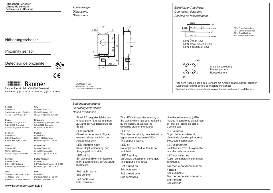 Baumer UNDK 30N3713/S14 User Manual | 2 pages