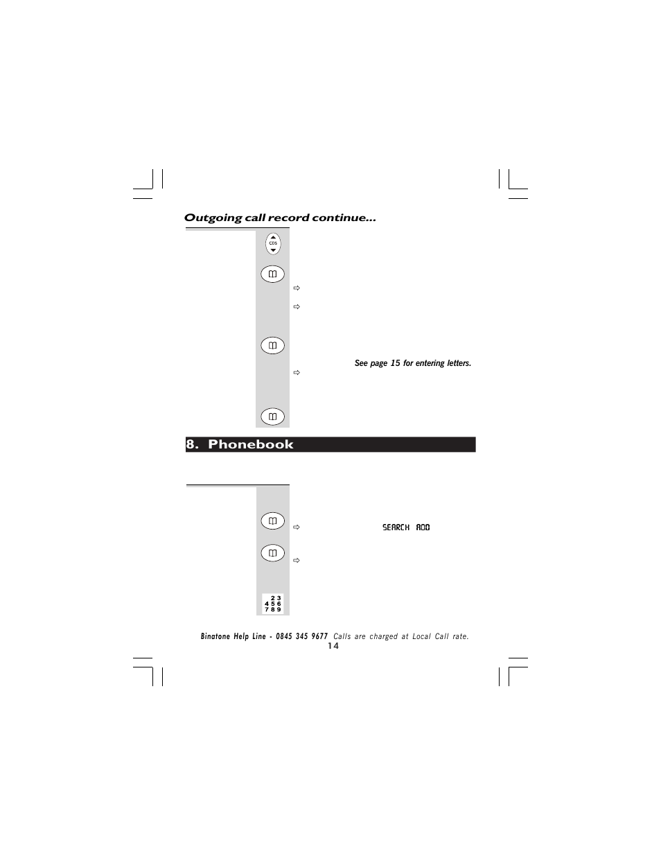 Phonebook | Binatone 710 User Manual | Page 14 / 32