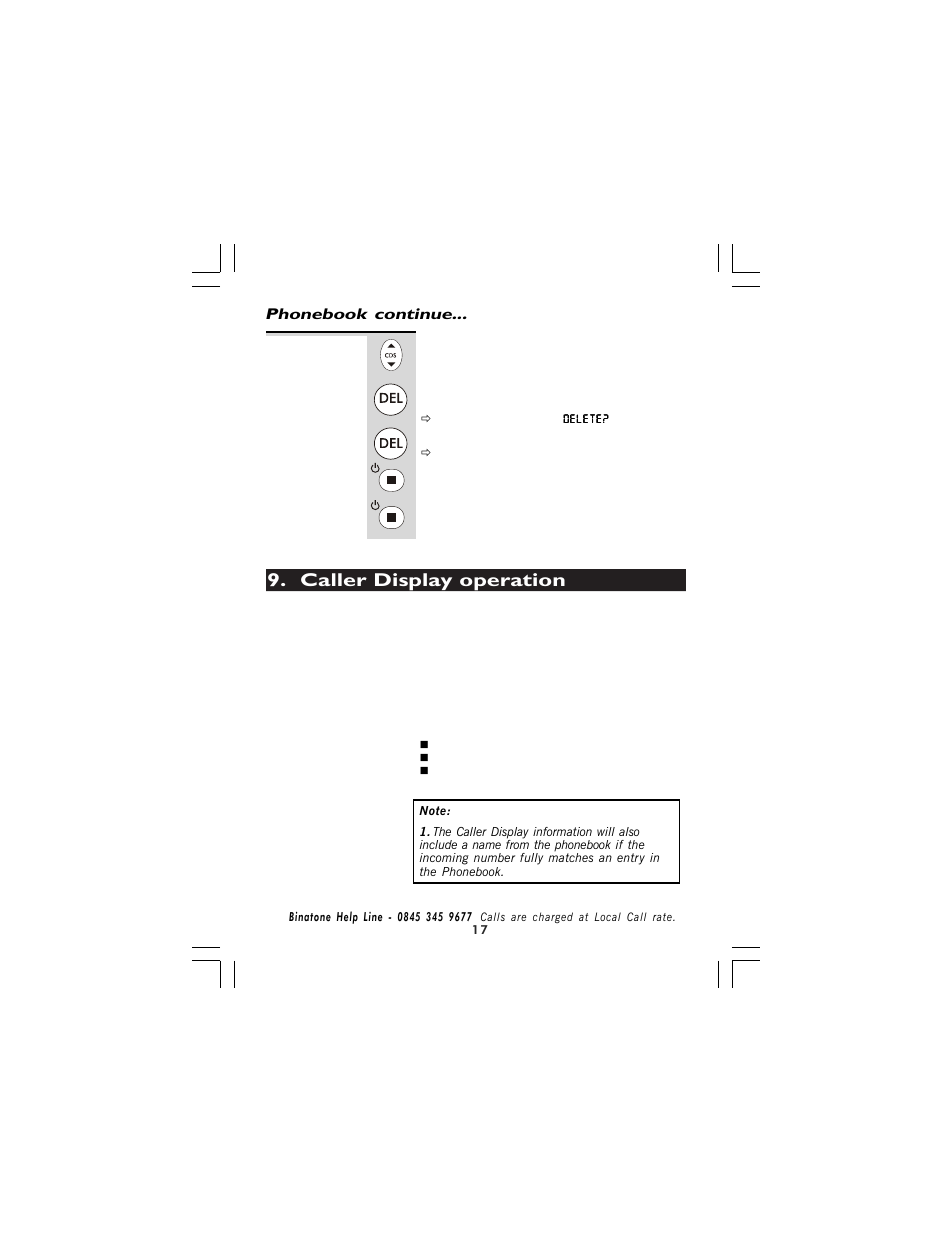 Caller display operation | Binatone 710 User Manual | Page 17 / 32