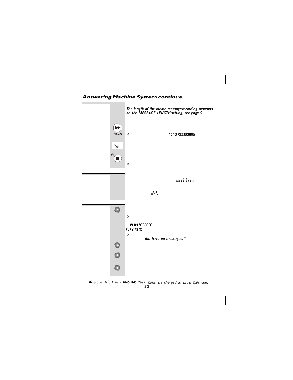 Answering machine system continue | Binatone 710 User Manual | Page 22 / 32