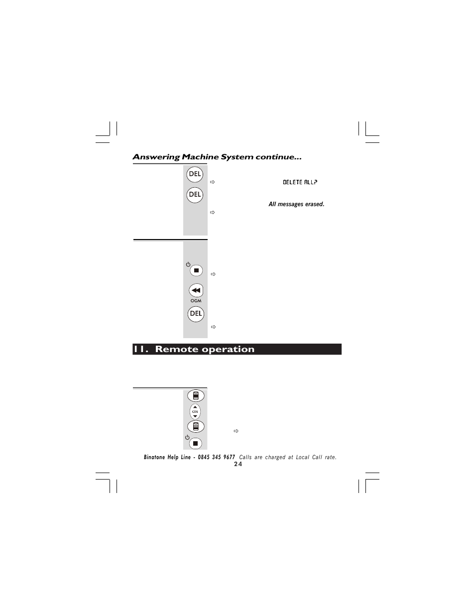 Remote operation | Binatone 710 User Manual | Page 24 / 32