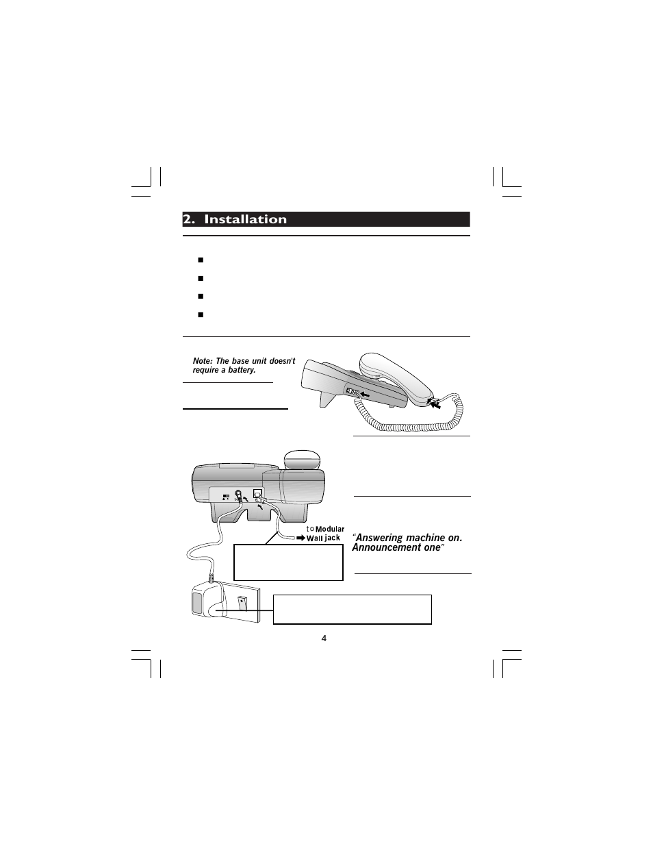 Installation | Binatone 710 User Manual | Page 4 / 32