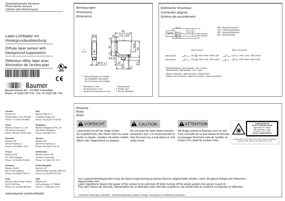 Baumer OHDM 16N5001/S14 User Manual | 2 pages